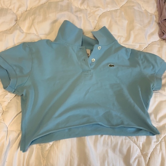 Blue Lacoste Quarter Button-Up Cropped Tee - Picture 4 of 6